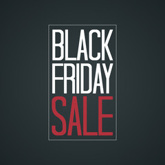 Black Friday Sale Poster Vector Illustration. White & Red Text on a Dark Background.