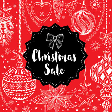 Christmas sale invitation flyer with graphic.