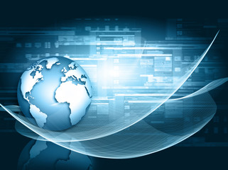 Best Internet Concept of global business. Globe, glowing lines
