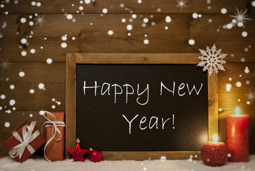 Obraz na płótnie Canvas Christmas Card, Blackboard, Snowflakes, Candle, Happy New Year