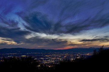 Wonderfull view of city at sunset 