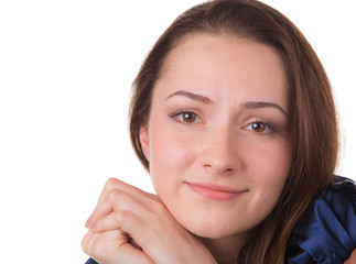 Portrait of young and smiling woman.