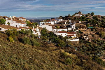 Fototapeta na wymiar Landscape from Monsaraz (Portugal), with partial view of the town.