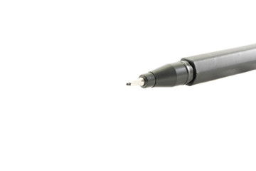 Close up black pen on white background