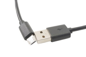 micro usb cable on white background