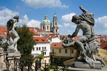 Fototapeta na wymiar Statues in the Vrtbovska Garden in Mala Strana, Prague, Czech republic