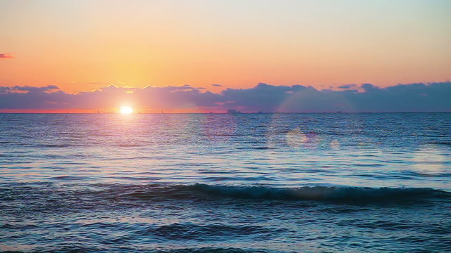Beautiful sunrise on the Caribbean sea. Playa del Carmen, Riviera Maya, Quintana Roo, Yucatan, Mexico