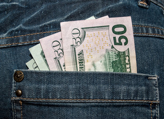 U.S. dollars in the back jeans pocket
