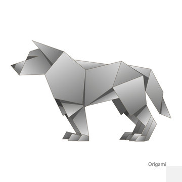 Origami paper wolf vector illustration