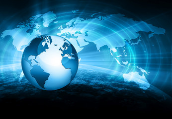 Best Internet Concept of global business. Globe, glowing lines