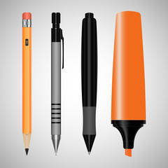set of office supplies. drawing