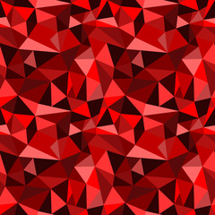 Vector seamless red abstract geometric rumpled triangular graphic background. Digital vector illustration