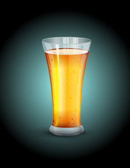 Vector glass with drink on the  dark blue background