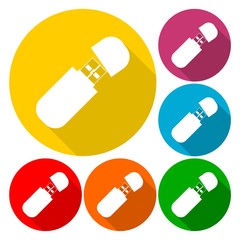 Usb flash memory icons set with long shadow