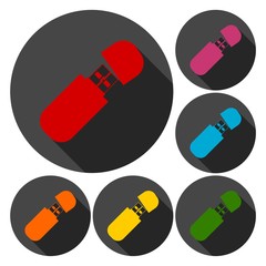 Usb flash memory icons set with long shadow