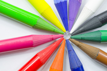 Naklejka premium Woodless Colored Pencil Heads Macro Closeup