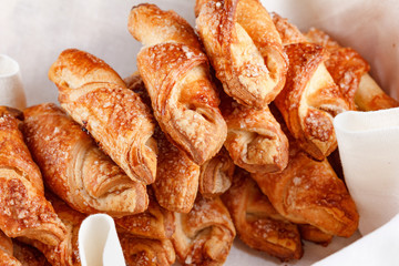 cookies in basket on a napkin