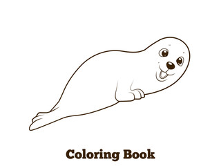 Seal cartoon coloring book vector illustration