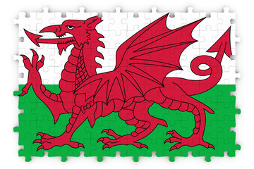 Welsh Flag Jigsaw Puzzle - Flag of Wales Puzzle Isolated on White