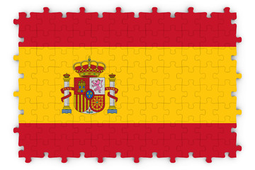 Fototapeta premium Spanish Flag Jigsaw Puzzle - Flag of Spain Puzzle Isolated on White