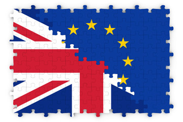 British and European Relations Concept Image - Flags of the United Kingdom and the European Union Jigsaw Puzzle