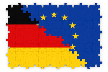German and European Relations Concept Image - Flags of Germany and the European Union Jigsaw Puzzle
