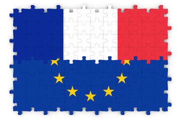 French and European Relations Concept Image - Flags of France and the European Union Jigsaw Puzzle
