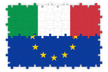 Italian and European Relations Concept Image - Flags of Italy and the European Union Jigsaw Puzzle