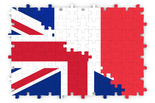 British and French Relations Concept Image - Flags of the United Kingdom and France Jigsaw Puzzle