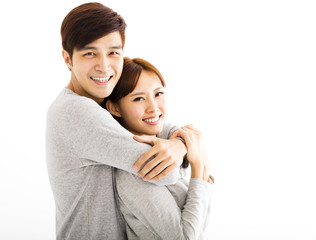 Closeup portrait of beautiful happy young couple