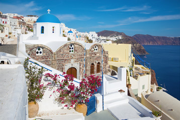 Santorini - The look to typically blue-white churche in Oia.