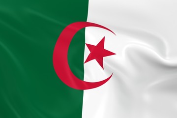 Waving Flag of Algeria - 3D Render of the Algerian Flag with Silky Texture