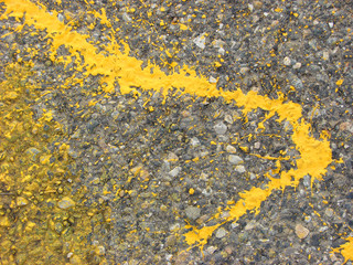 yellow paint splatters on asphalt background design