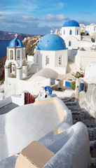 Santorini - The look to typically blue church cupolas in Oia 