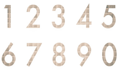 Set of Mosaic texture design number 1 to 0 isolated on white background