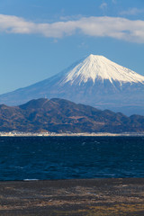 Mountain Fuji and sea at Miho no Matsubara , Shizuoka
