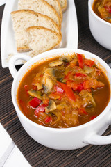 letcho with paprika, zucchini and champignon mushroom