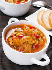 letcho with paprika, zucchini and champignon mushroom