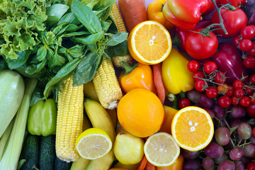 Fresh fruits and vegetables closeup