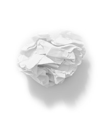 close up of a paper ball on white background