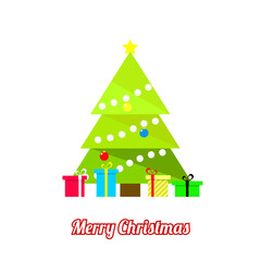 Christmas tree card, white background