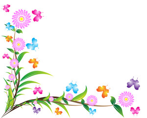 Flower background with butterflies