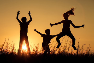 Happy children playing in the park.