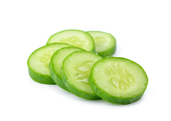 Fototapeta premium cucumber slice on white background