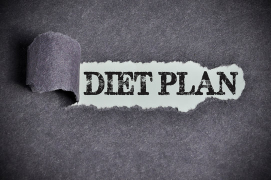diet plan word under torn black sugar paper