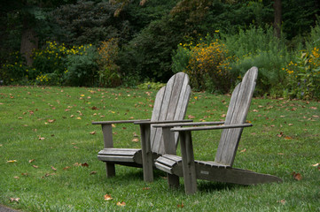 Adirondack Chairs setting on the lawn
