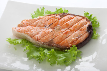 Roasted salmon steak