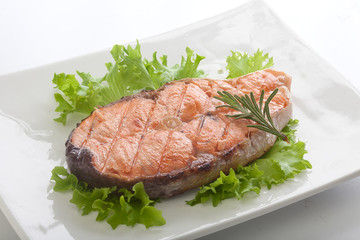 Roasted salmon steak