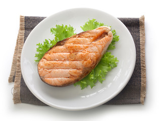 Roasted salmon steak