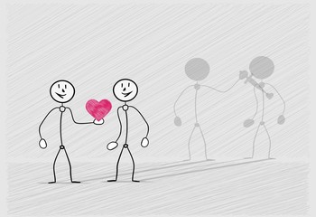 man giving his fake heart